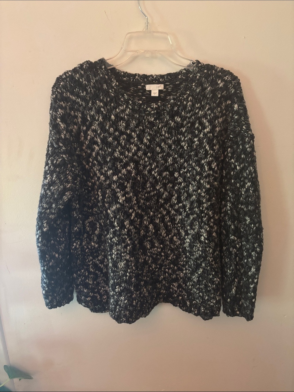 J. Jill Cozy Chunky Marled Knit Sweater Size L Dark Academia Winter Wool Blend